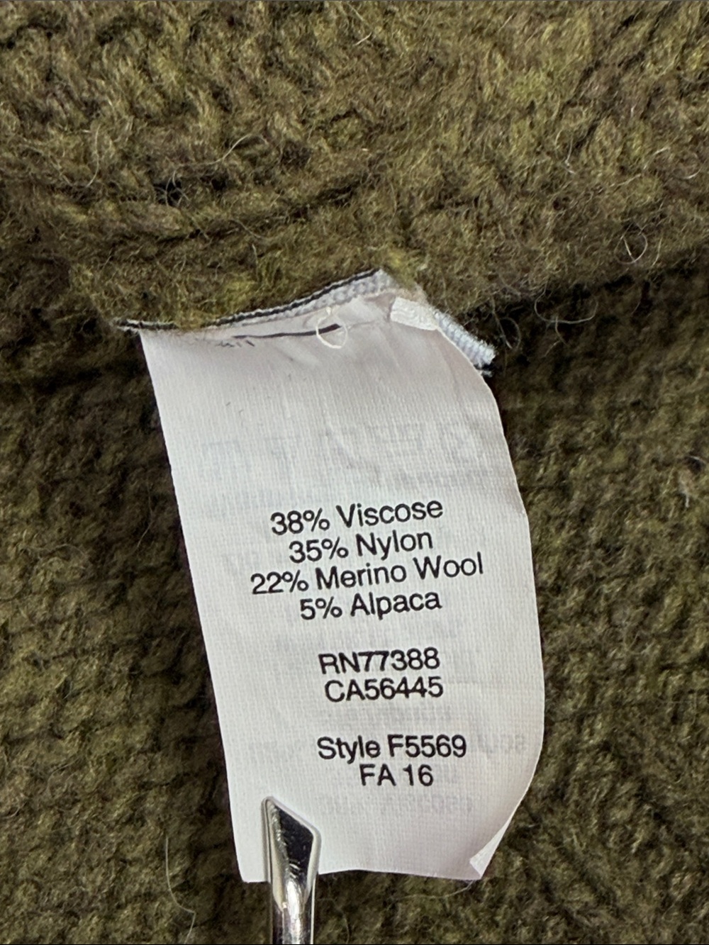Madewell Olive Green Sleeveless Sweater Tank Merino Wool Alpaca Blend Size Small - Picture 5 of 9